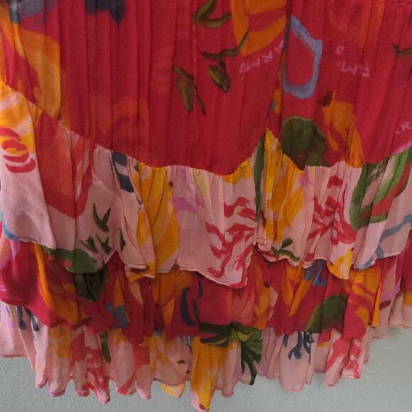 Farm Rio Mixed Fruit Ocean Tiered Midi Dress - Picture 5 of 11